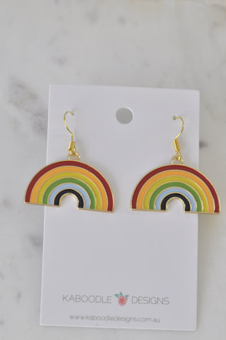 Enamel Rainbow Drop Dangle Earrings