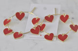 Red Hearts Hoop Drop Earrings
