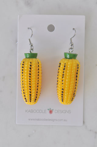 Miniature Food Corn Vegetable Dangle Earrings