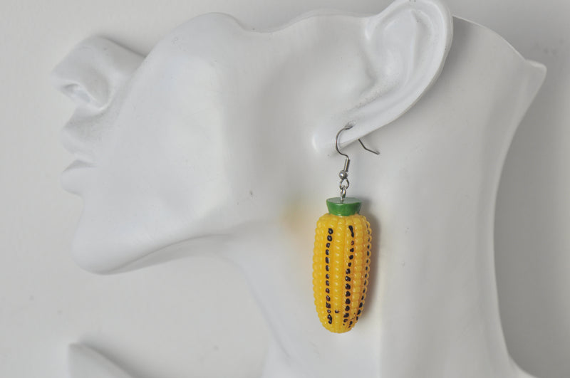 Miniature Food Corn Vegetable Dangle Earrings