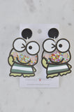 Acrylic Frog Glitter Shaker Drop Dangle Earrings