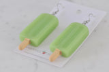 Ice Cream Ice Pops Ice Block Popsicle Novelty Fun Dangle Earrings - Lime Green