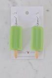 Ice Cream Ice Pops Ice Block Popsicle Novelty Fun Dangle Earrings - Lime Green