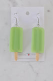 Ice Cream Ice Pops Ice Block Popsicle Novelty Fun Dangle Earrings - Lime Green