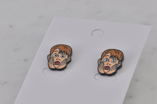 Home Alone 90s Movie Kevin Face Enamel Stud Earrings