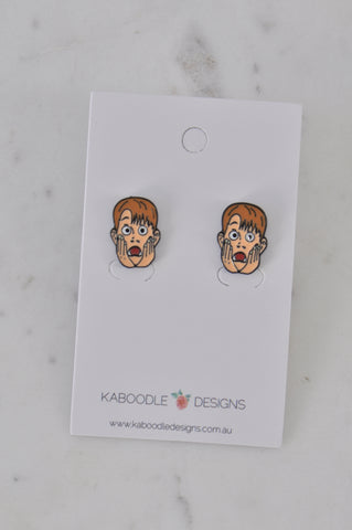 Home Alone 90s Movie Kevin Face Enamel Stud Earrings