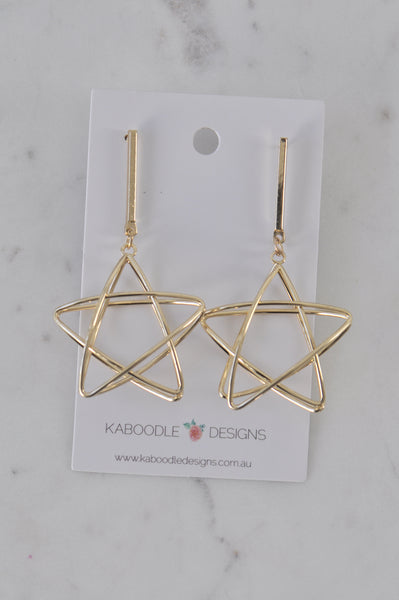 Novelty Cutout Star Dangle Drop Earrings - Gold