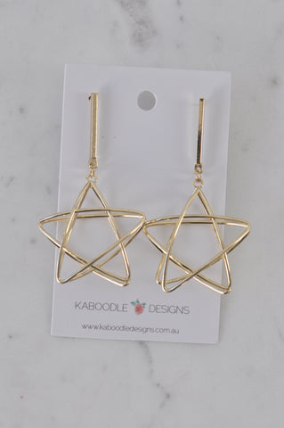 Novelty Cutout Star Dangle Drop Earrings - Gold