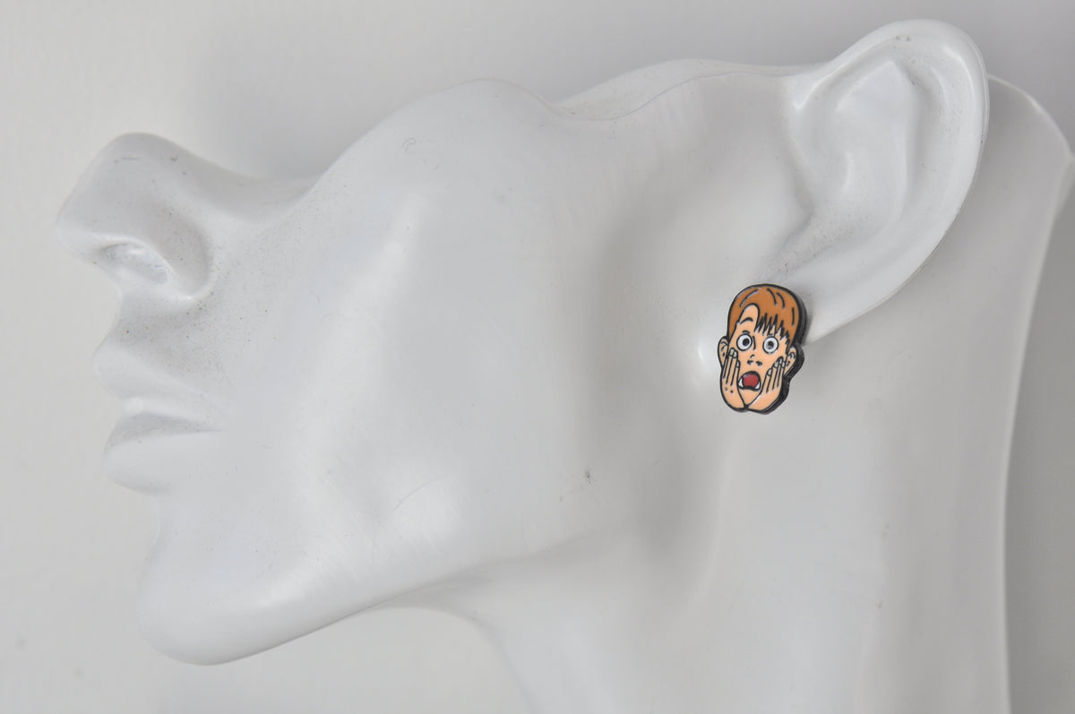 Home Alone 90s Movie Kevin Face Enamel Stud Earrings
