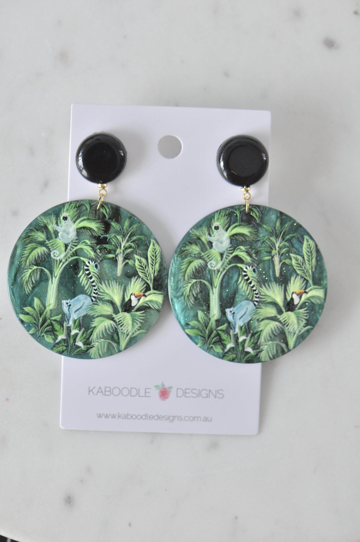 Novelty Amazon Rainforest Monkey Lemur Toucan Dangle Earrings