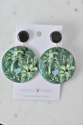 Novelty Amazon Rainforest Monkey Lemur Toucan Dangle Earrings