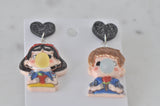 Acrylic Snow White and Prince Charming Bubble gum Fairytale Dangle Drop Earrings