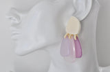 Acrylic Geometric Lilac Purple Flower Drop Dangle Earrings