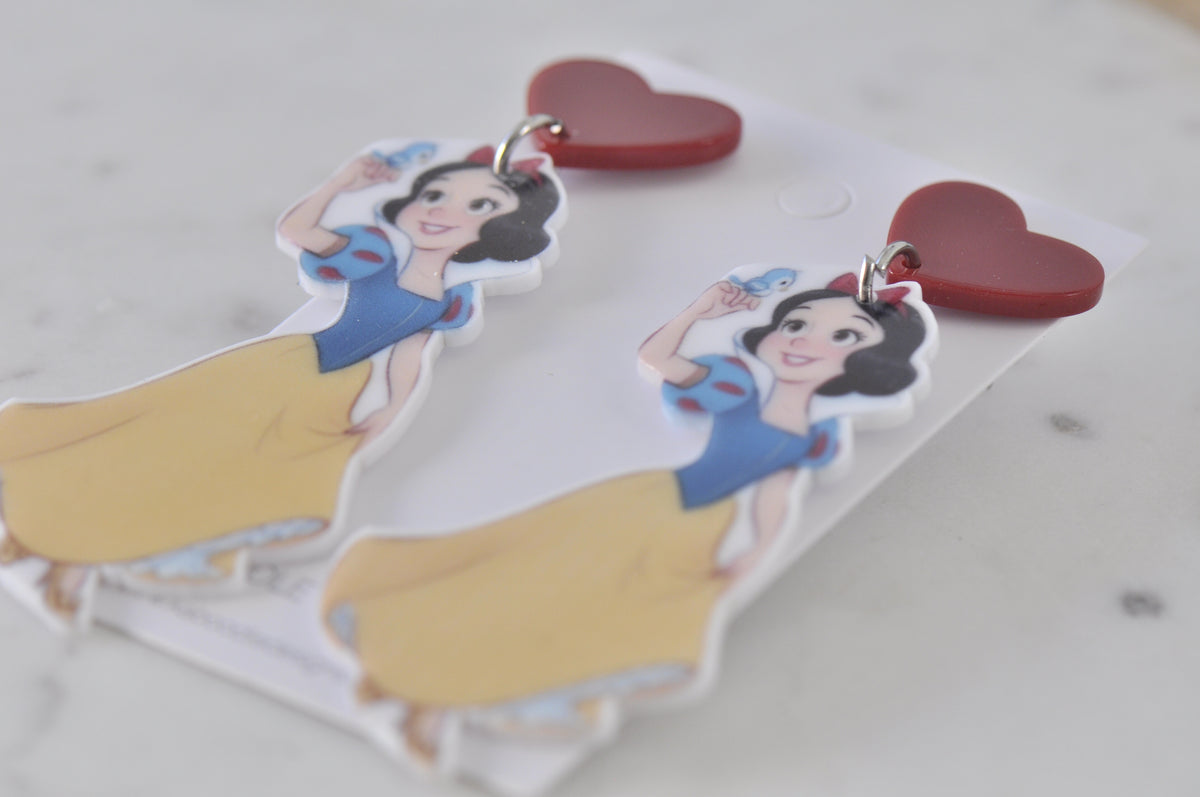 Acrylic Novelty Fun Princess Dangle Drop Earrings