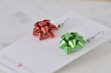 Christmas Present Gift Ribbon Novelty Fun Drop Dangle Earrings