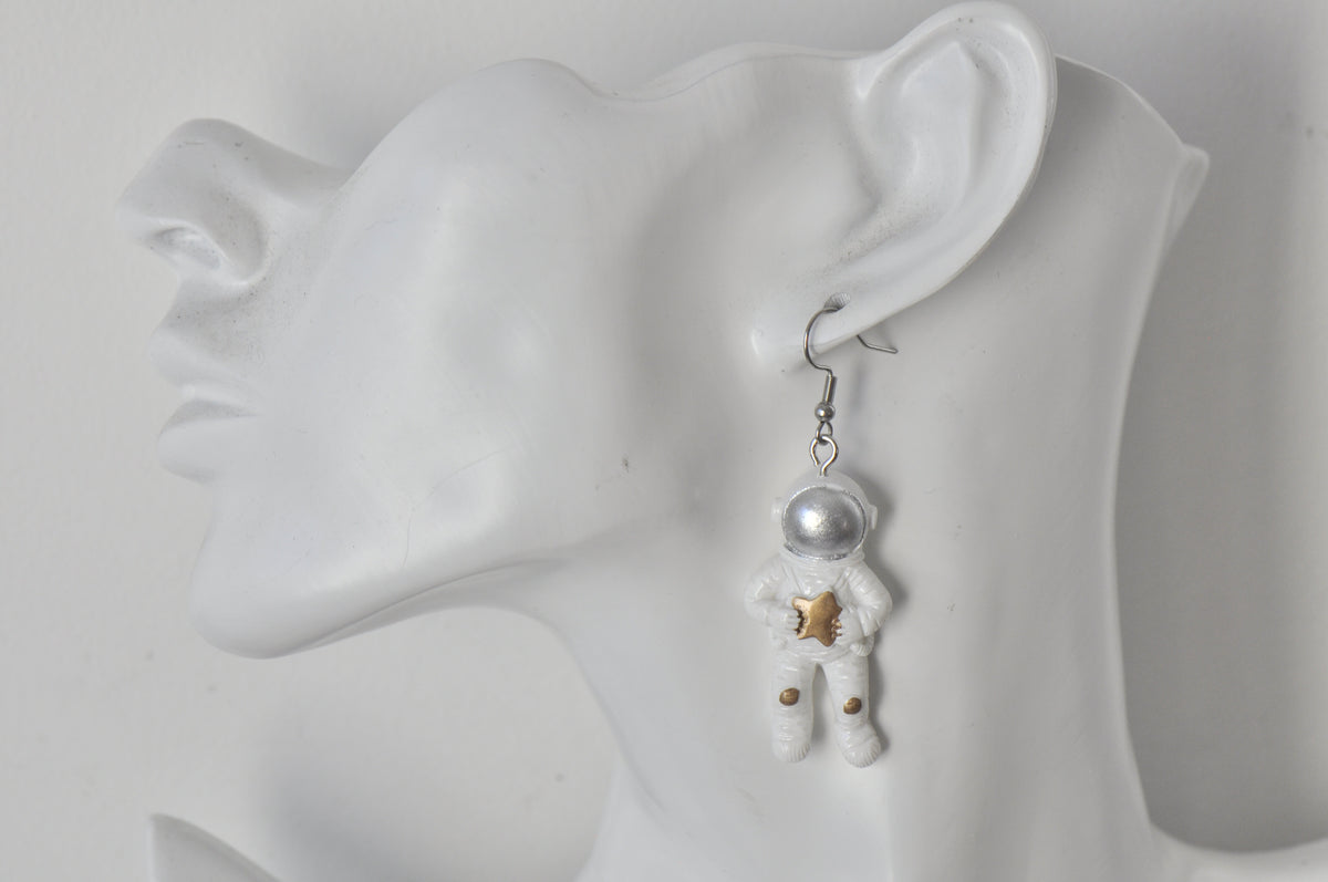 Astronaut Galaxy Universe Star Planet Moon Drop Dangle Earrings