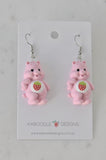 Teddy Bear Drop Dangle Earrings - Pastel Pink