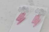 Acrylic Glitter Cloud Lightning Drop Dangle Earrings