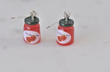 Miniature 3D Strawberry Jam Drop Dangle Earrings