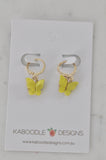 Butterfly Hoop Drop Dangle Earrings - Yellow