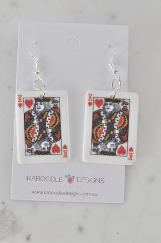 Acrylic Playing Cards King Novelty Dangle Drop Earrings