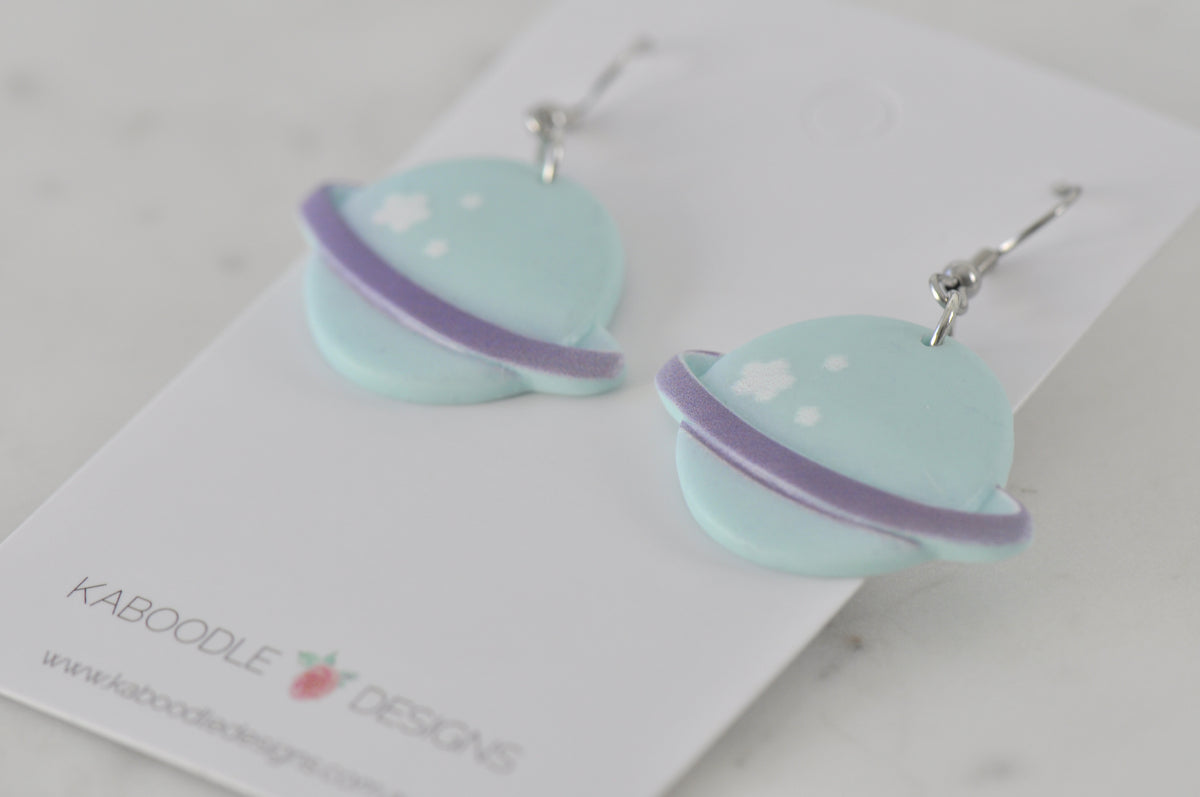 Saturn Universe Galaxy Novelty Fun Drop Dangle Earrings