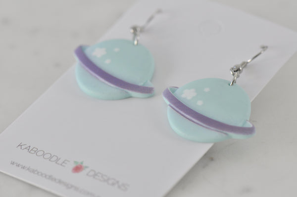 Saturn Universe Galaxy Novelty Fun Drop Dangle Earrings
