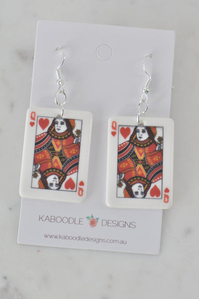 Acrylic Playing Cards Queen Novelty Dangle Drop Earrings