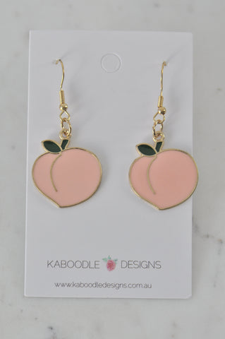 Fruit Peach Novelty Fun Drop Dangle Earrings