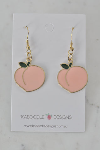 Fruit Peach Novelty Fun Drop Dangle Earrings