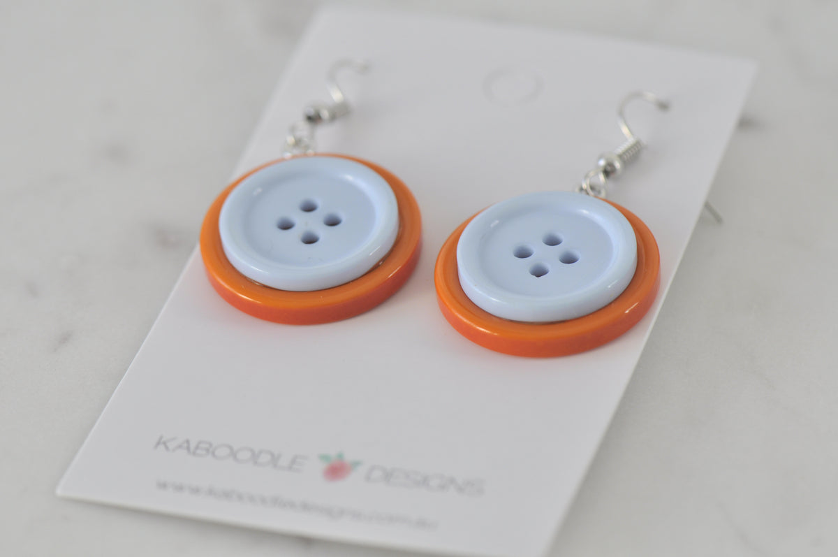 Button Novelty Fun Drop Dangle Earrings