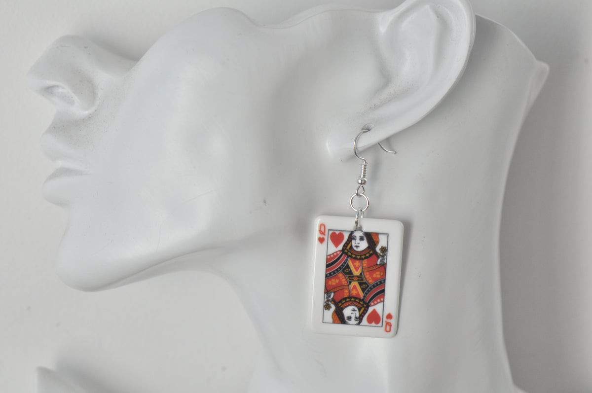 Acrylic Playing Cards Queen Novelty Dangle Drop Earrings