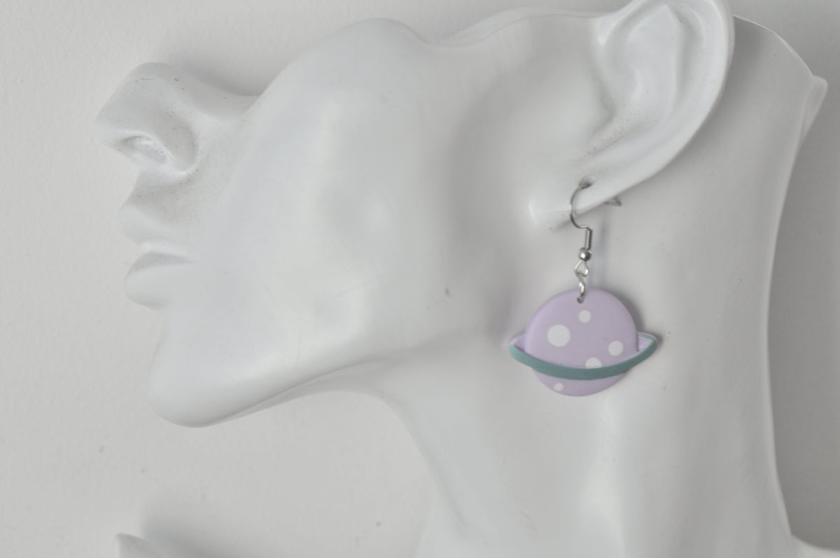 Saturn Universe Galaxy Planet Novelty Fun Drop Dangle Earrings