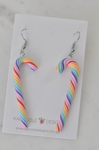 Christmas Candy Cane Christmas Tree Santa Hat Drop Dangle Earrings