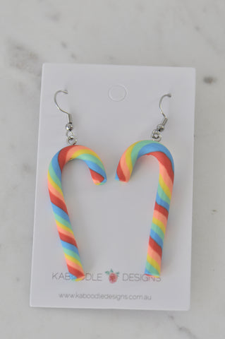 Christmas Candy Cane Christmas Tree Santa Hat Drop Dangle Earrings