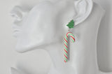 Christmas Candy Cane Christmas Tree Santa Hat Drop Dangle Earrings