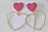 Acrylic Pink Heart Drop Dangle Earrings