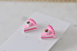 Miniature 3D Food Yummy Strawberry Cake Stud Earrings