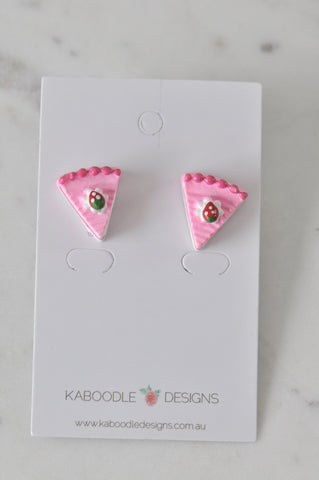 Miniature 3D Food Yummy Strawberry Cake Stud Earrings
