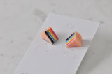 Miniature 3D Food Yummy Rainbow Cake Stud Earrings