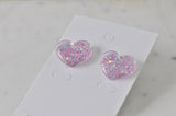 Glitter Heart Stud Earrings