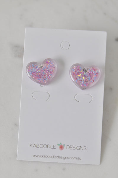 Glitter Heart Stud Earrings