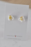 Miniature Food Drink Hot Tea Cup Stud Earrings - Yellow