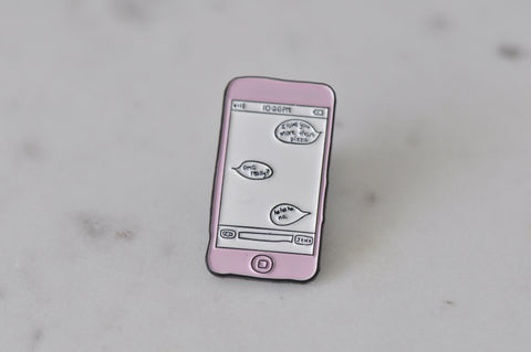 Enamel Mobile Phone Conversation Pin Brooch