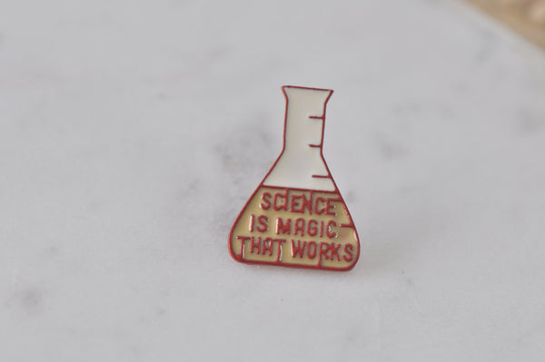 Enamel Science Is The Magic That Works Test Tube Pin Brooch