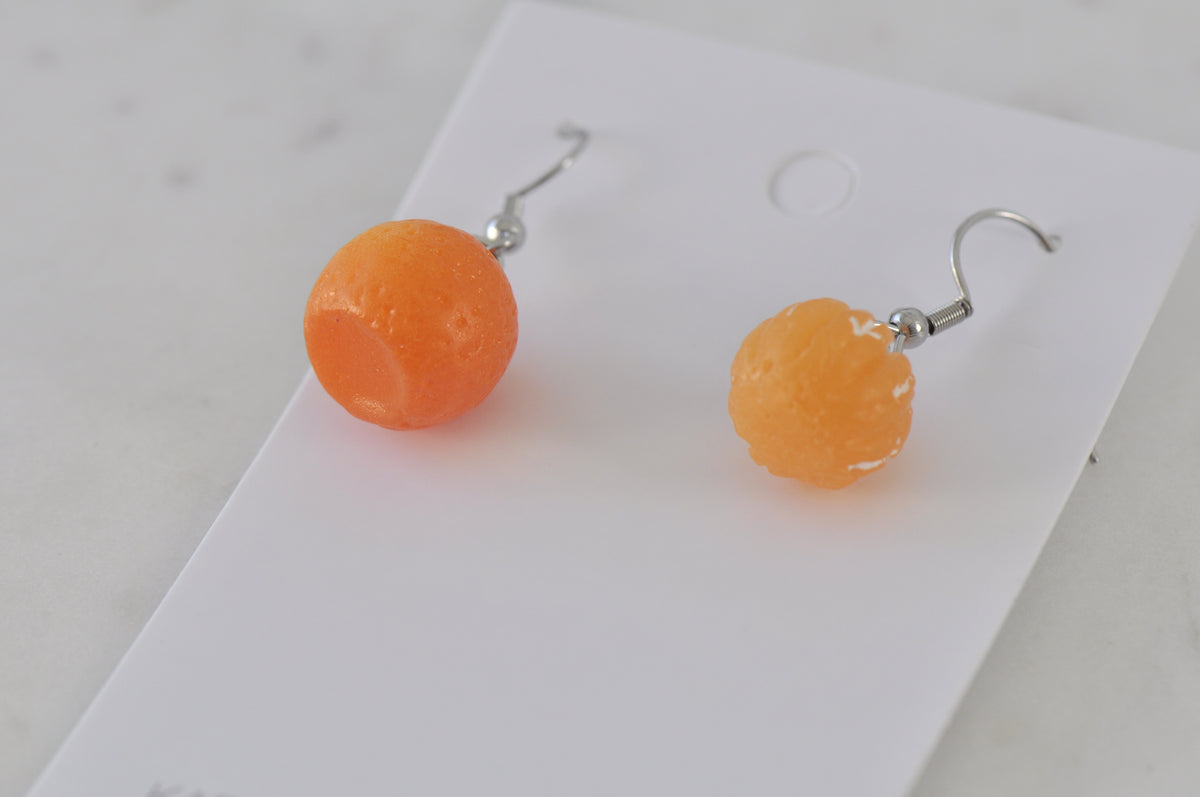 Mandarin Citrus Fruit Novelty Drop Dangle Earrings