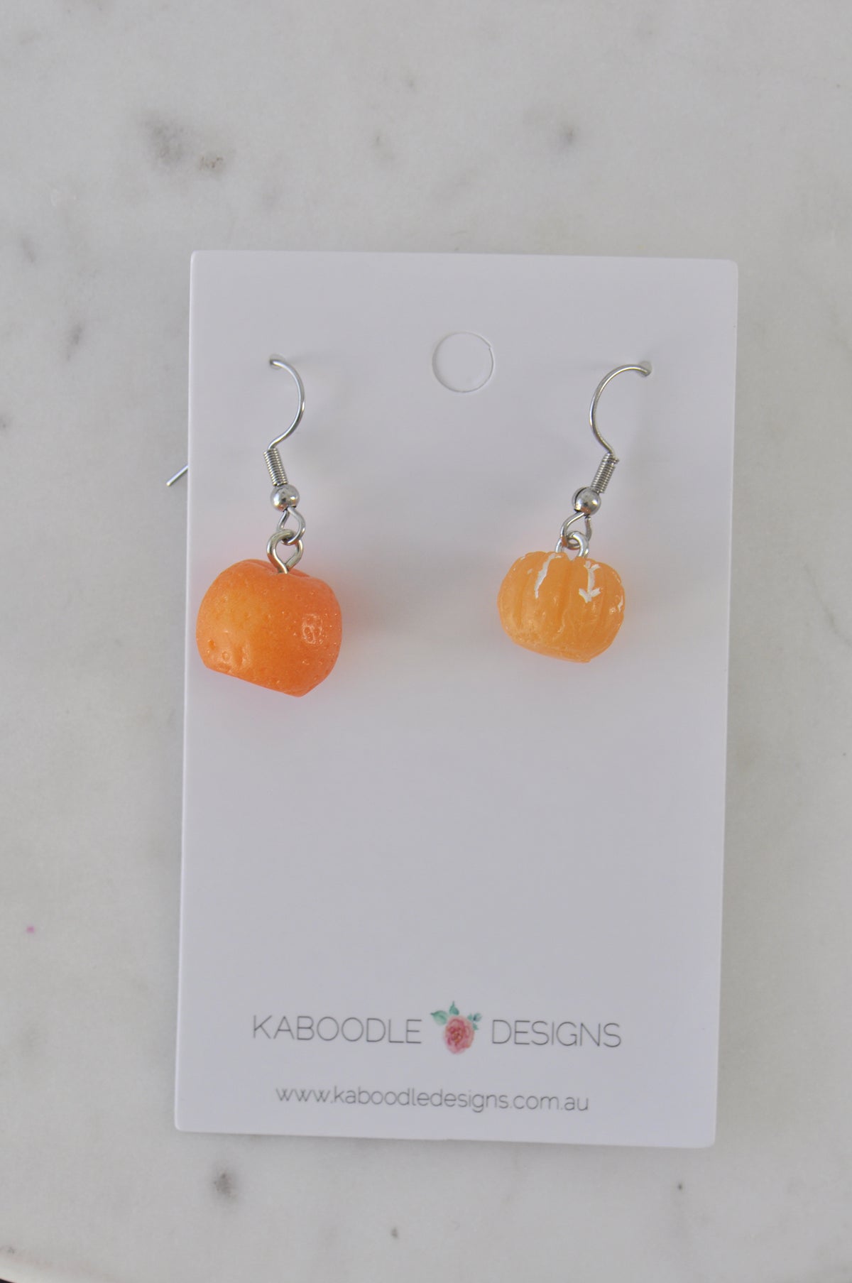 Mandarin Citrus Fruit Novelty Drop Dangle Earrings
