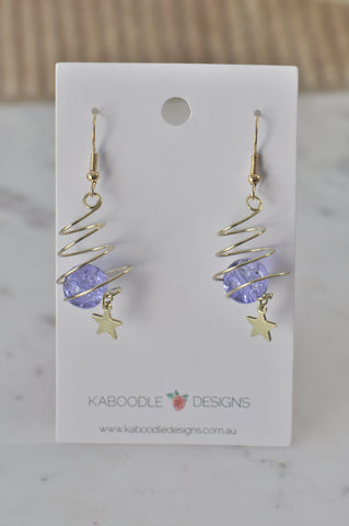 Galaxy Universe Star Spiral Planet Novelty Fun Drop Dangle Earrings