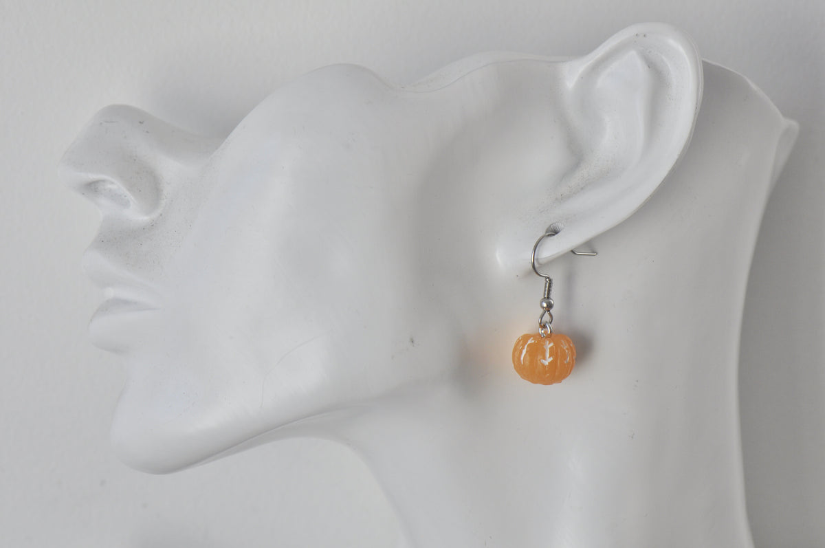 Mandarin Citrus Fruit Novelty Drop Dangle Earrings