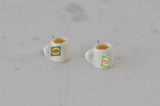 Miniature Food Drink Lipton Tea Stud Earrings - Green